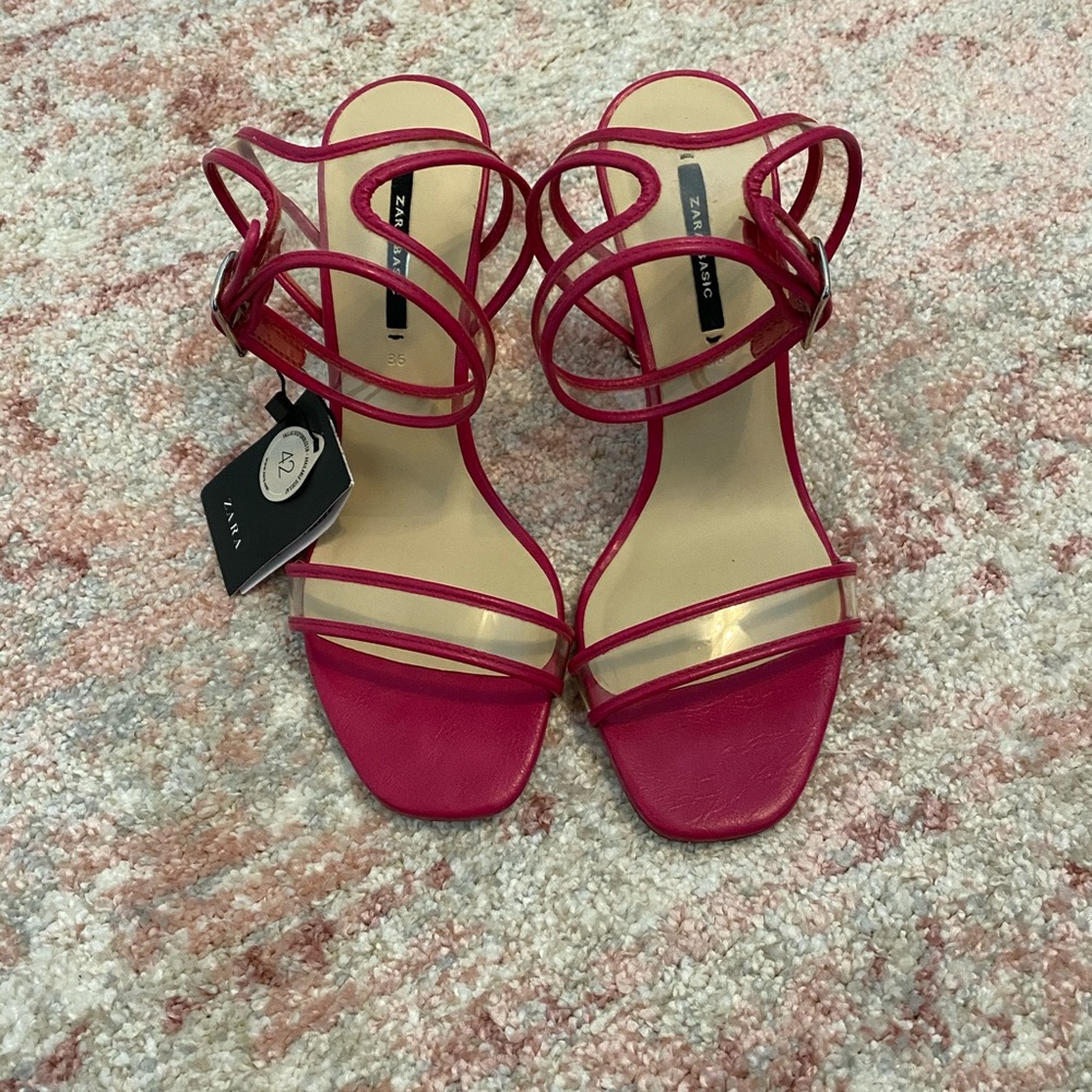 Pink Clear Block Heels - Picture 3 of 4